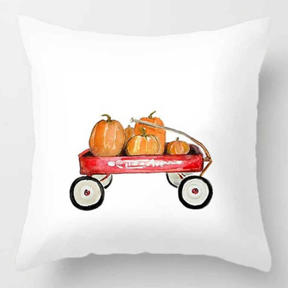 Red Wagon Full of Pumpkins Pillowcase~~NWOT